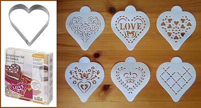 Ausstecher/Ausstechform  SCHABLONEN-SET / HERZ  7-tlg.   Herzen, Liebe, Love