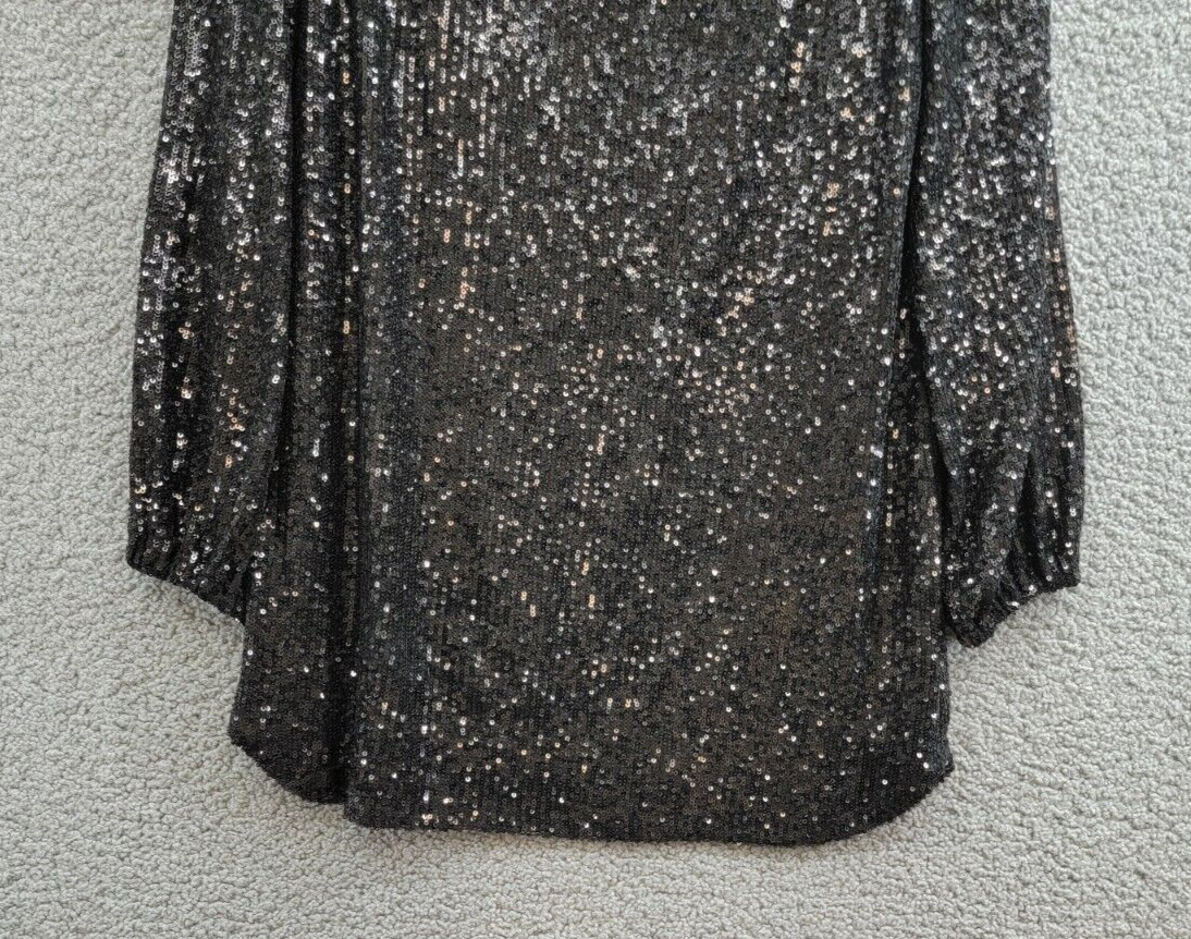 Steve Madden Delorean Sequined Mini Cocktail Dress Women's S Black Pullover - Picture 4 of 16