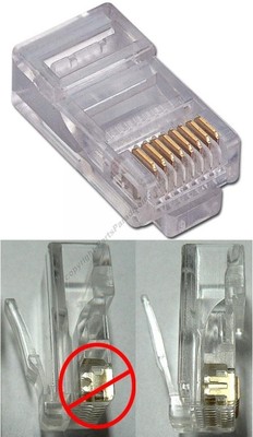 Lot50 SOLID wire RJ45Crimp-On cable End8P8C modular connector for Cat5e Ethernet