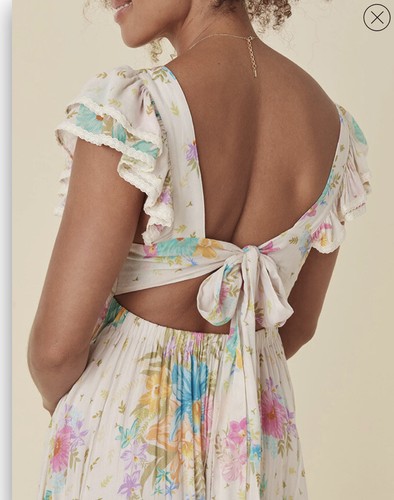 Pre-owned Spell And The Gypsy Collective Spell & The Gypsy Collective Lei Lei Frill Gown Maxi Dress L In White