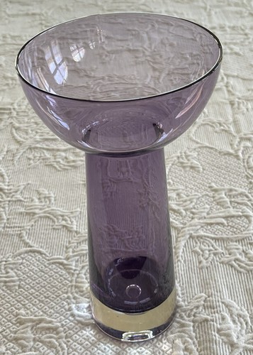 Krosno Poland Amethyst Art Glass Vase Candle Holder Suspended Bubble