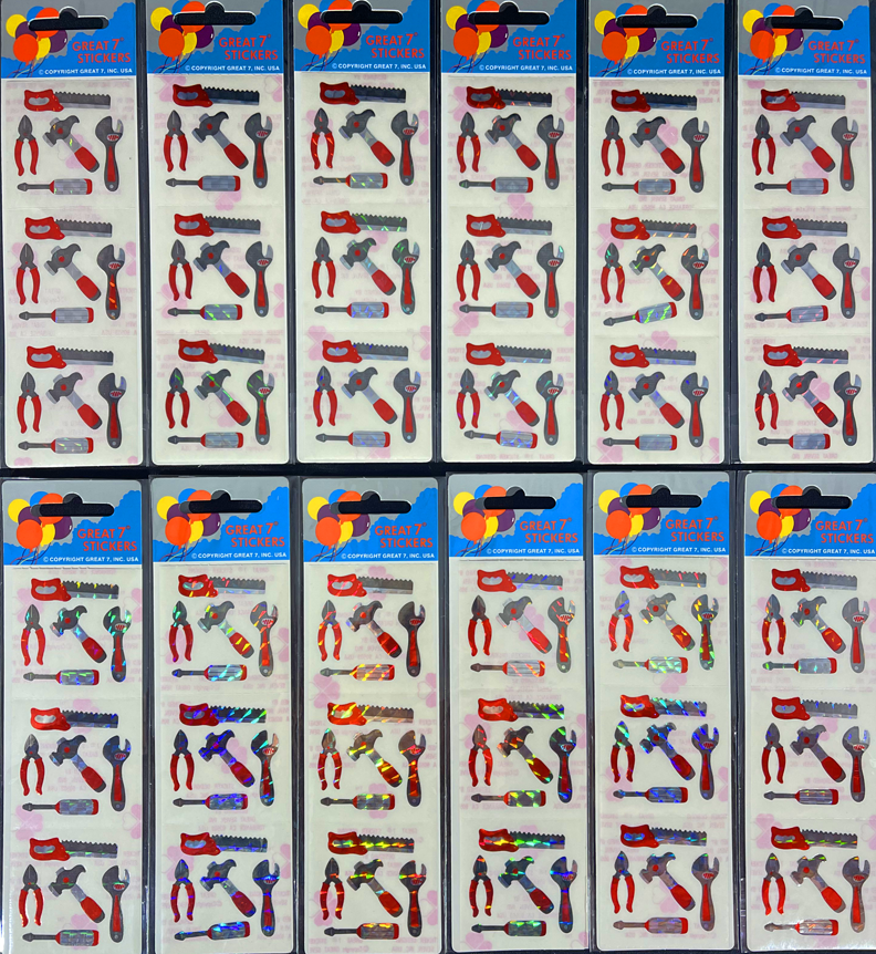 12 packages of Prismatic Tool Stickers "Great 7" Sticker design, PPZ6153