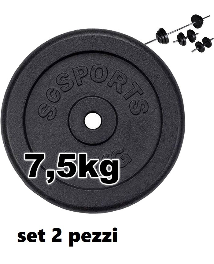 Coppia Dischi Piastre Pesi Bilanciere Da 7,5kg Ognuno Bodybuilding Palestra dfh