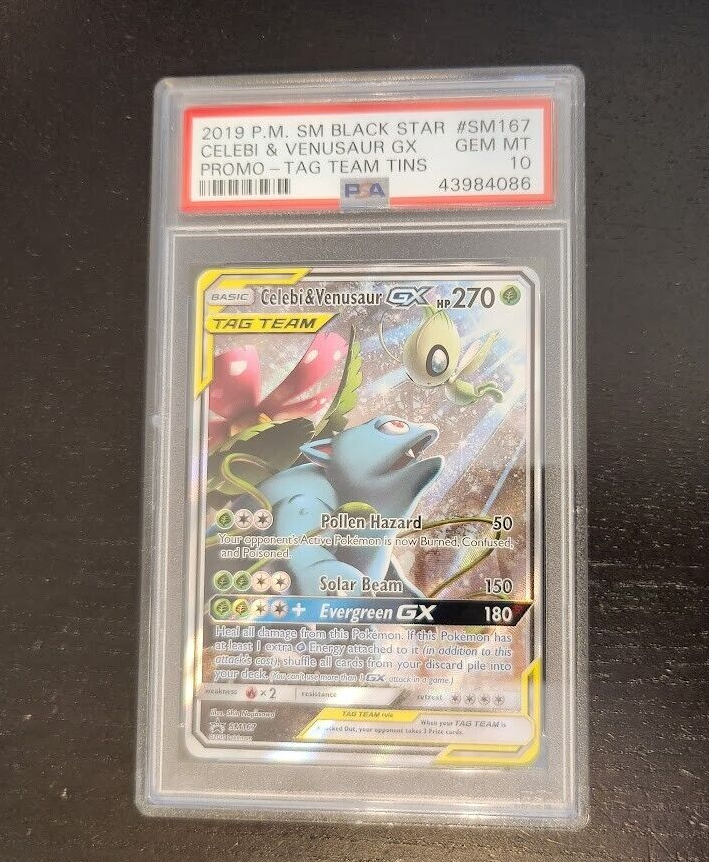 PSA 10 GEM MINT Celebi & Venusaur GX Pokemon SM167 ULTRA PSA 10 GEM MINT Celebi & Venusaur GX Pokemon SM167 ULTRA