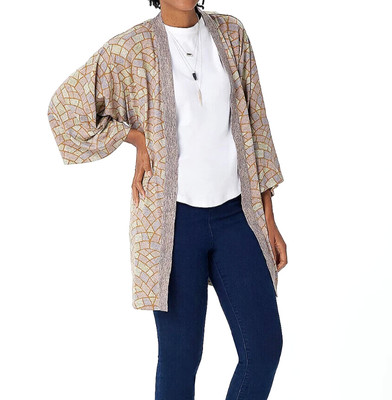 The Muses Closet Sweaterknit 3/4-Sleeve Cardigan- TAUPE, LARGE
