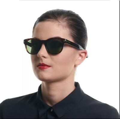 Pre-owned Tom Ford Fisher Ft0531 52n Dark Havana Sonnenbrille Sunglasses Green Shades 49mm In Green Lenses