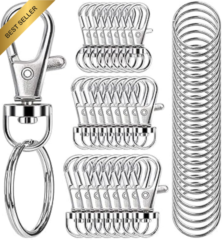 100PCS Swivel Snap Hooks with Key Rings, Premium Metal Swivel Lobster Claw Clasp