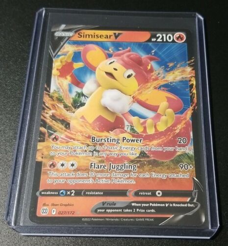 2022 Pokemon Brilliant Stars SIMISEAR V 027/172 Ultra Rare 2022 Pokemon Brilliant Stars SIMISEAR V 027/172 Ultra Rare