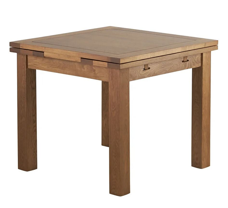 Oak Furnitureland Sherwood Rustic Solid Oak 4 Seater Extendable Dining