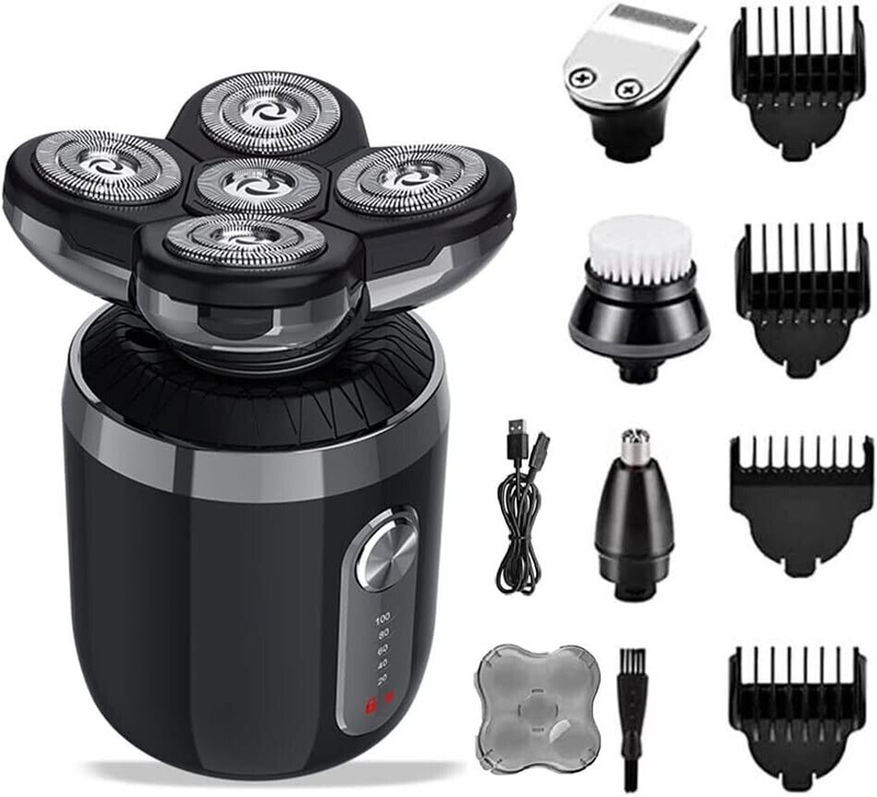 Electric Palm Razor Led Cordless Rechargeable 5 Blades Wet Dry Set