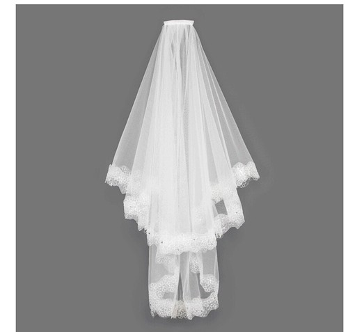 Bridal Wedding Veil 2 Tier Comb With Scallope