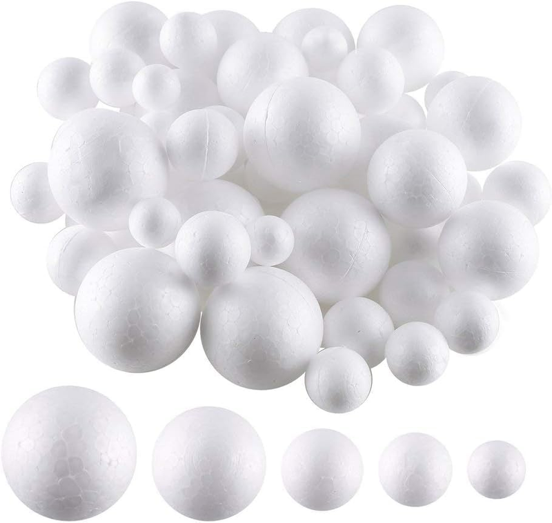 60 PCS Foam Balls White Styrofoam Balls Polystyrene Craft Balls for DIY Arts and