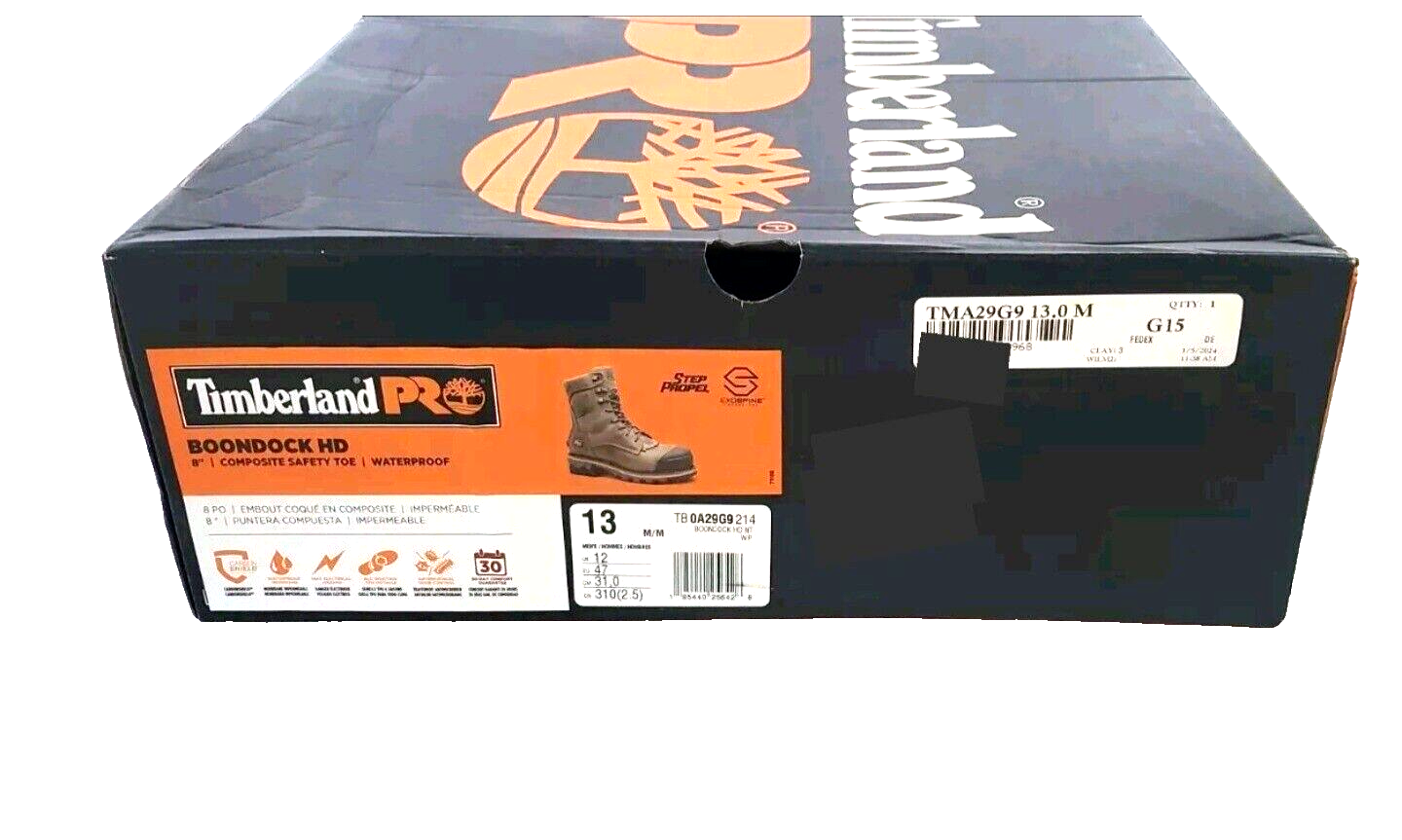 TIMBERLAND TIMBERLAND PRO BOONDOCK HD COMPOSITE TOE BOOTS SIZE 13 A29G9