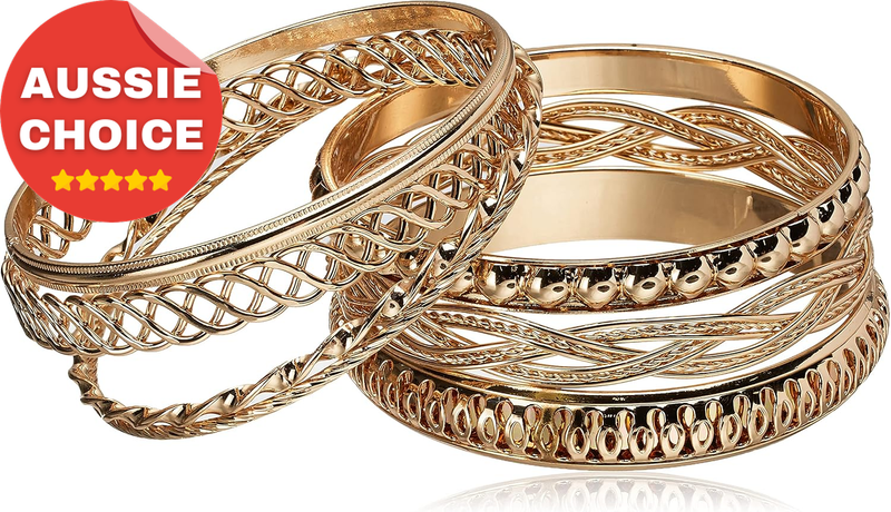 Women's 6 Piece Textured Bangle Bracelet Set Fashion Jewelry Accessories