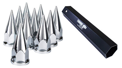 10 PCS of 33mm Spike Screw-on Lug Nut Covers for Semi Trucks with Remover Tool