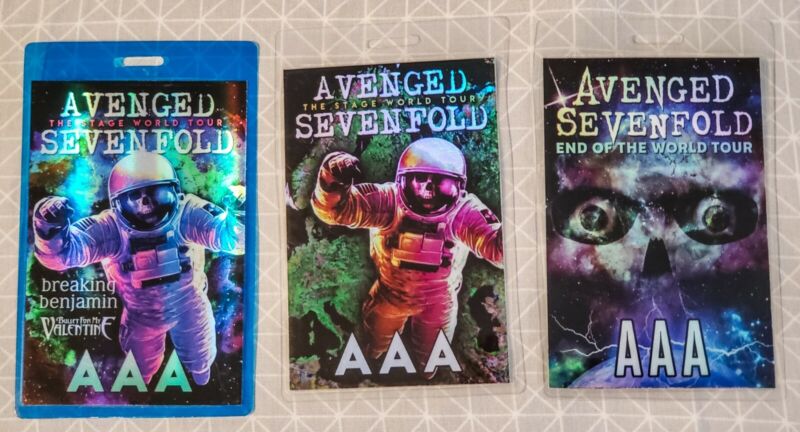 (3) Rare Avenged Sevenfold A7X The Stage World Tour All Access Laminate Passes