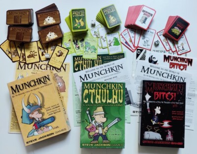 Munchkin Card Games Lot - Munchkin+ extra packs!, Cthulhu+, Bites - S. Jackson