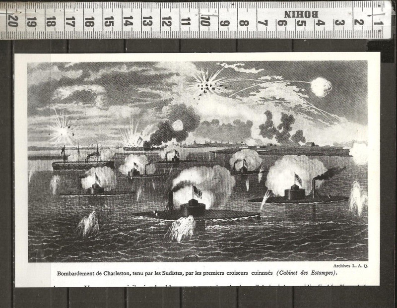 G431 / Gravure  /  Bombardement De Charleston / Par Les Croiseurs Cuirasses