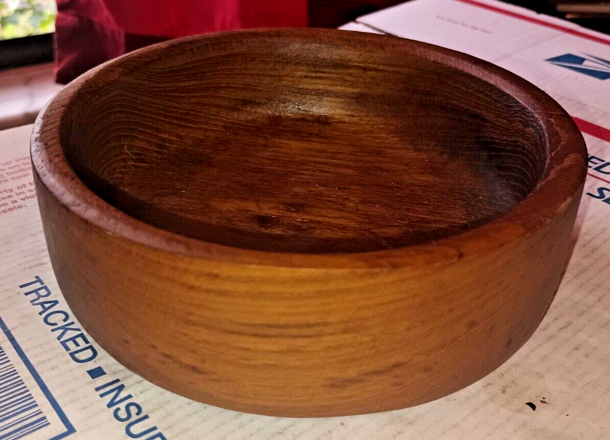 Vintage Southeast Asian Teak Wood Bowl Rustic Handmade Wood Carved Salad 6" x 2"