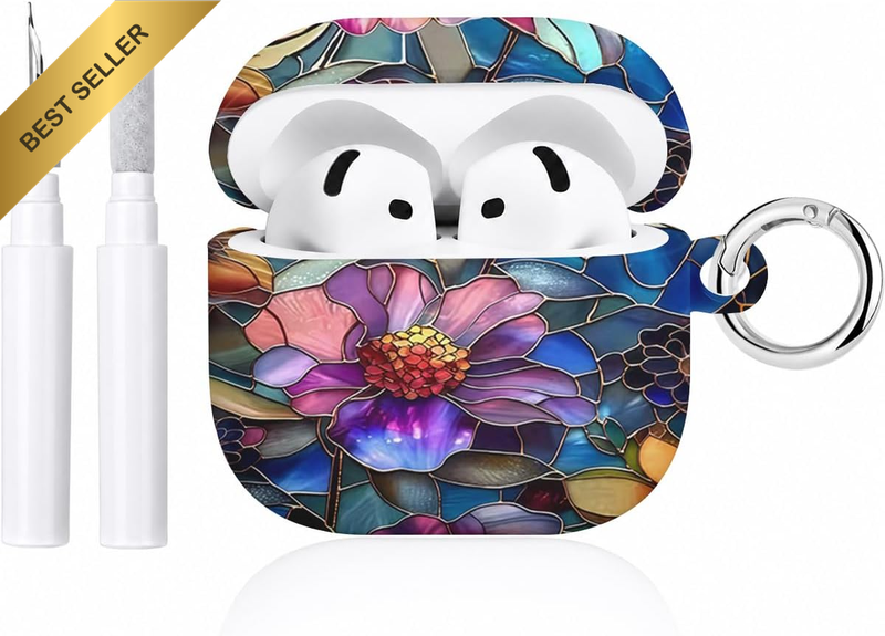 For Airpods 4 Case with Cleaner Kit Cute Fashion Aesthetics Flower Design Charm