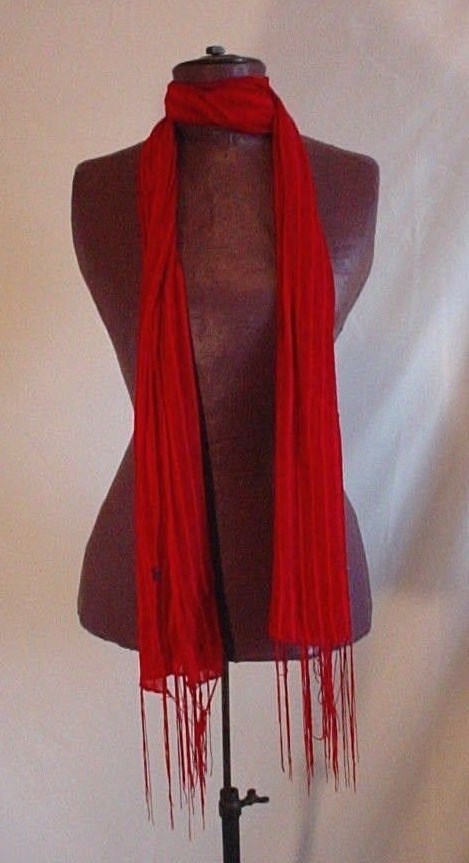 Red Pirate Hip Sash Head Scarf Hat D91 Fringed Renaissance Garb