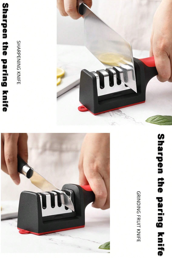 1 PC 4-Stage Knife & Scissor Sharpener - High Carbon Stainless Steel Tool!