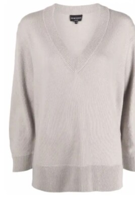 Emporio Armani V-neck Cashmere Jumper Sweater Oversized Size IT48 US14 $795