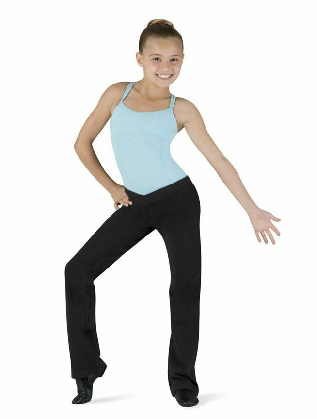 Bloch Dance Jazz V Front Boot Cut Black Pants Girls Size 12/14