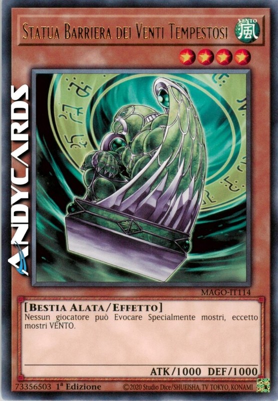 Statua Barriera Dei Venti Tempestosi â¢ Rara Oro â¢ Mago It114 â¢ 1ed â¢ Yugioh!