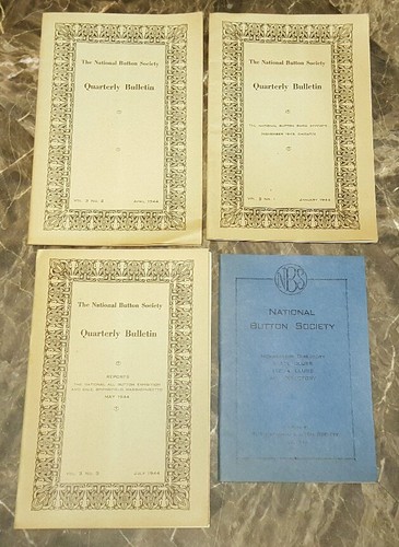 National Button Society Membership Directory Quarterly Bulletins Shows 1940s