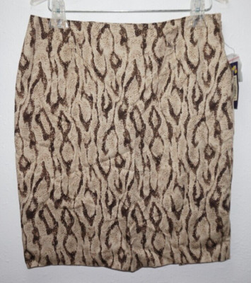 Apt 9 Brown Snake Skin Print Pencil Skirt Sz 8 Just Below Knee Length