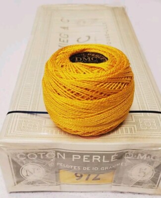1 Box 10 Balls DMC #5 Crochet Thread Color 972 53 Yards Each Lot of 10 NIB