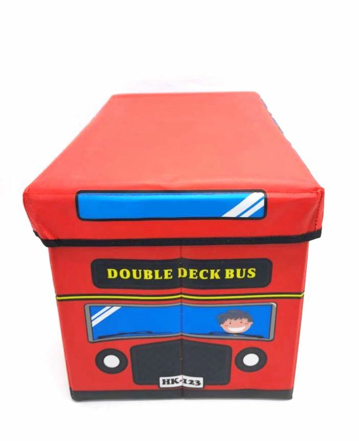 Pouf Contenitore Pieghevole Pulmino Scuola Bus Porta Giocattoli 48x31cm bal