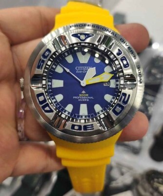 Citizen Promaster Blue Dial Dive Watch BJ8058-06L Polyurethane Yellow Band
