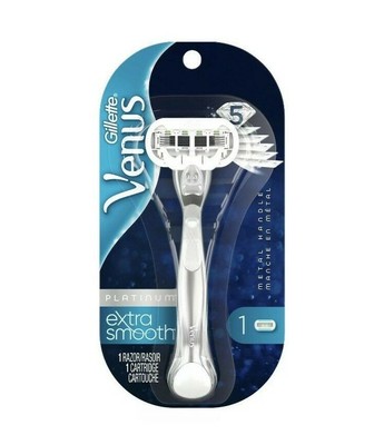 Gillette Venus Platinum Extra Smooth Womens Metal Razor Handle with 1 Blade, NEW