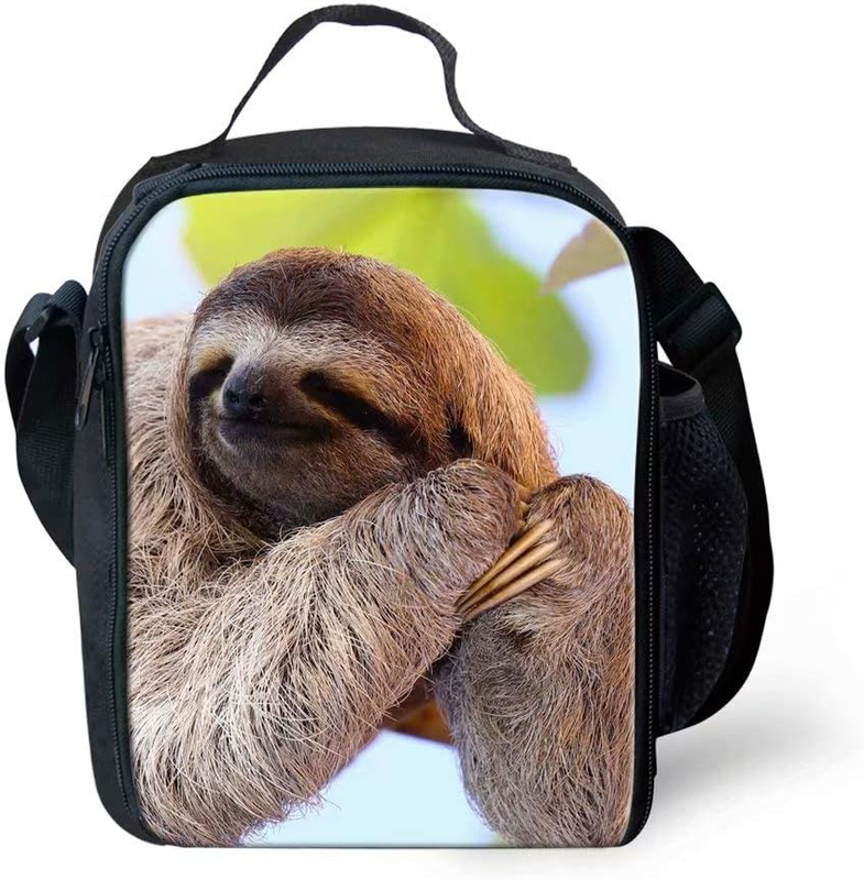 Beauty Collector Sloth Lunch Bag with Shoulder Strap for Kids School Lunch Box C