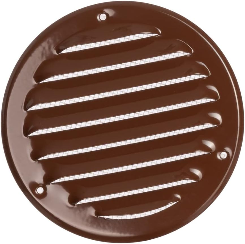 Brown Round Metal Air Vent Grille Cover with Insect Mesh Ø 100mm / 4
