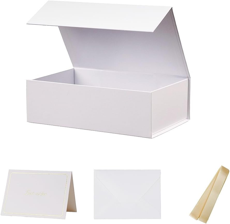 1 Pcs White Gift Box 9.5X6X3 Inch with Magnetic Lid | Collapsible Luxury Present