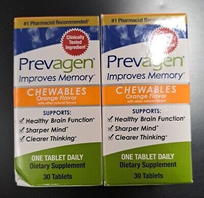 Prevagen Regular Strength Chewables Orange Flavor Brain Mind 30 Tablets (2-Pack)