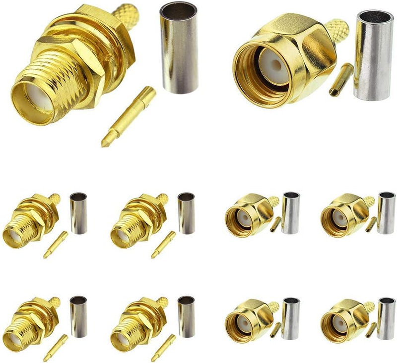 RPSMA Crimp Connectors Kit RP-SMA Male + RP-SMA Female Crimp Solder Connectors A