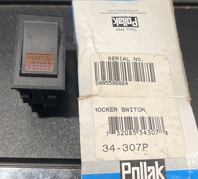 Pollak Rocker Switch w/ Amber On Light no. 34-307P