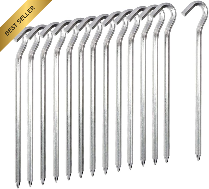 Tent Pegs 14 PCS, 18Cm Metal Heavy Duty Tent Hooks, Aluminum Alloy Lightweight T