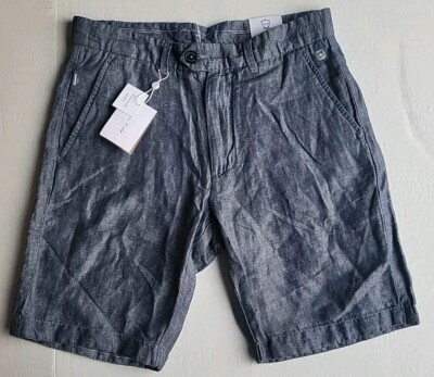 Porter & Ash Men's Luxury Essentials 100% Linen Light Blue Shorts 30W MSRP $68