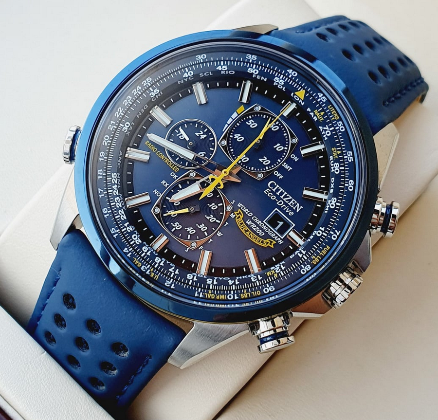 Pre-owned Citizen Blue Angels A-t Eco-drive Radio Controlled At8020-03l Men's Watch