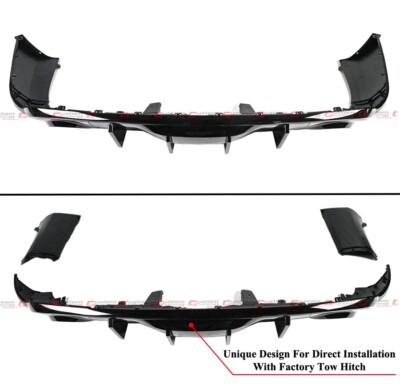 FOR 2011-24 DODGE DURANGO R/T SRT V2 GLOSSY BLACK SHARK FIN REAR BUMPER DIFFUSER