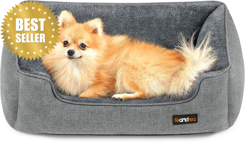 PGW10GG Dog Bed Linen Look Dog Basket Raised Edges Non-Slip Backing Removable Wa
