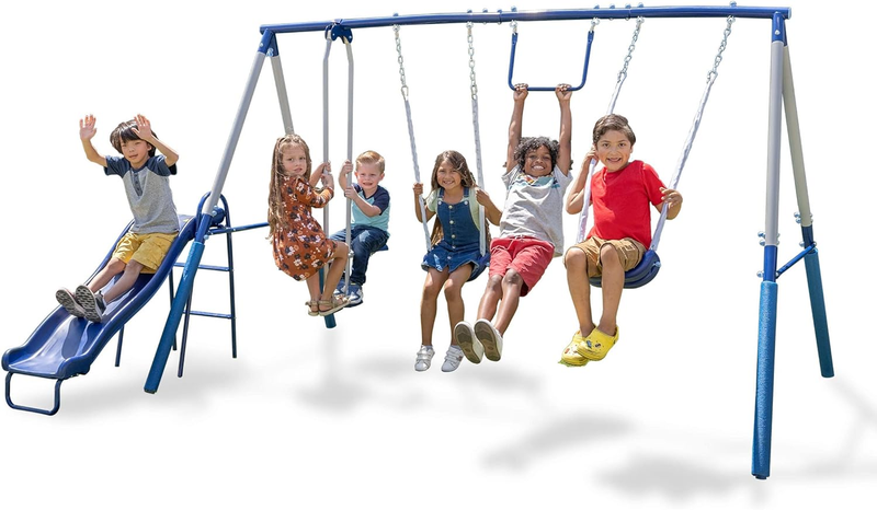 - Outdoor Heavy-duty Metal Playset For Kids With Slide