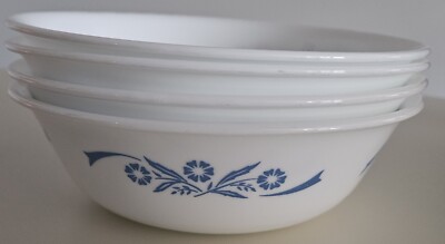 Corelle Blue Cornflower Bowls Set of 4 Soup Cereal  Vintage Great Condition 