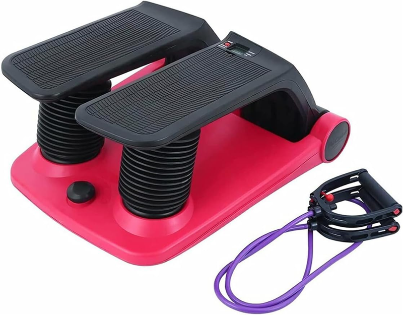 Stepper Climber Fitness Machine with Resistant Bands Portable Stair Stepper Exercise Equipment Low-Impact Cardio, Space-Saving, Height-Adjustable Comfortable Foot Pedals Exercise Machine