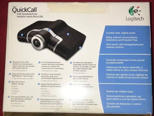 New (Open Box)Logitech QuickCall USB Speakerphone Module Mains-Libre USB